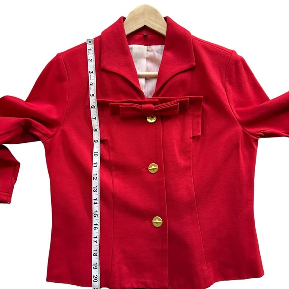 Cabi Red Beau Bow Business Blazer with Gold Button Size: 6 - Picture 12 of 15